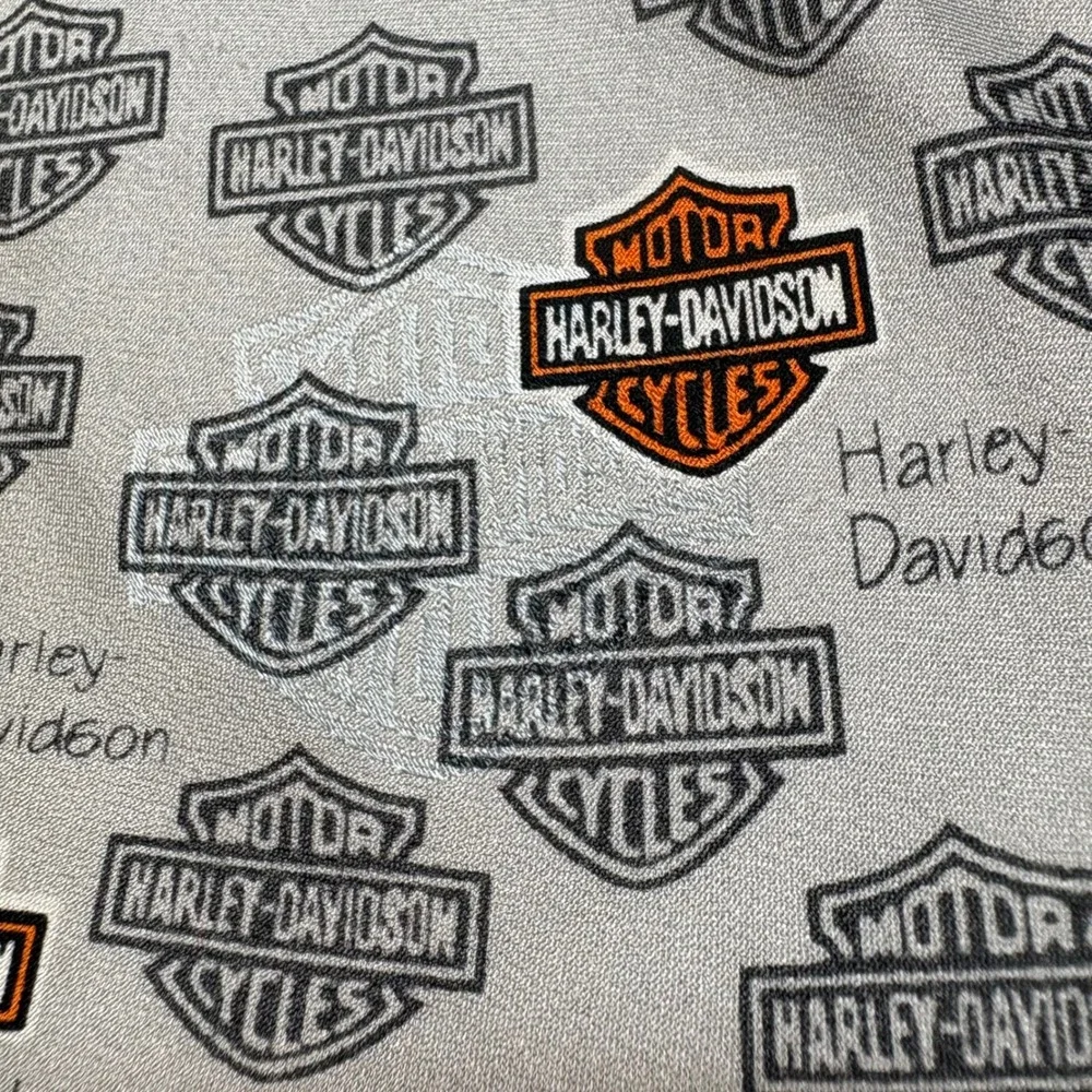 Harley Davidson Silk Tie Mens Grey Orange Bar & Shield Logo Ralph Marlin 2005